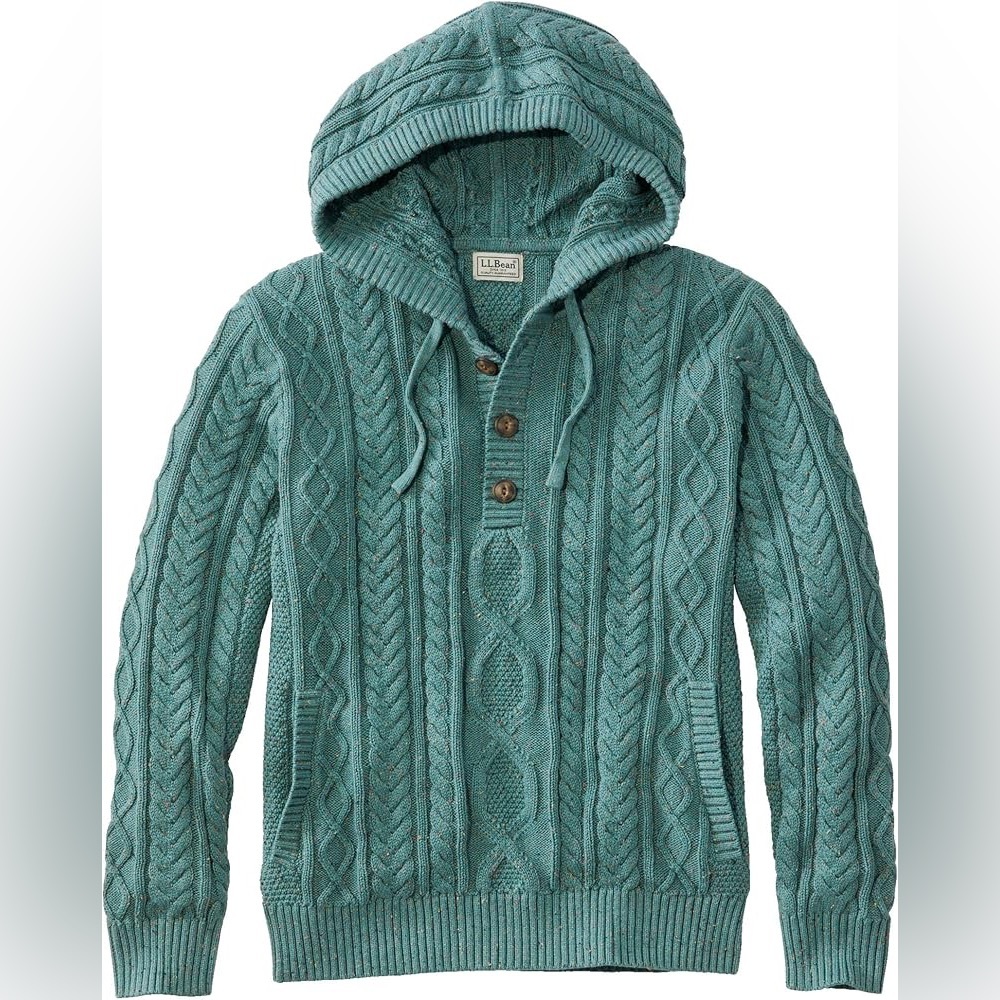 L.L. Bean Cable-Knit Sweater in Soft Spruce